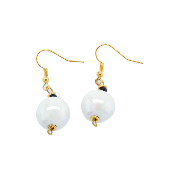 EARRING ROUND &#8211; White Mop
