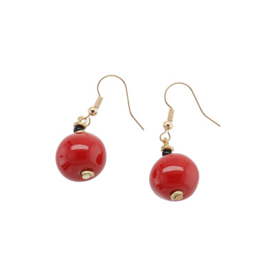 EARRINGS &#8211; Bright red Round